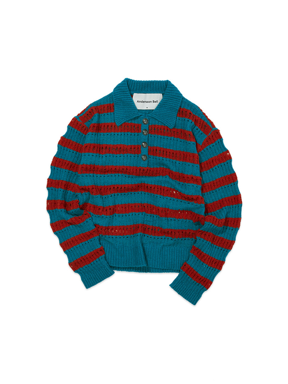 Andersson Bell - Bubble Stripe Polo Sweater (Blue/Green)