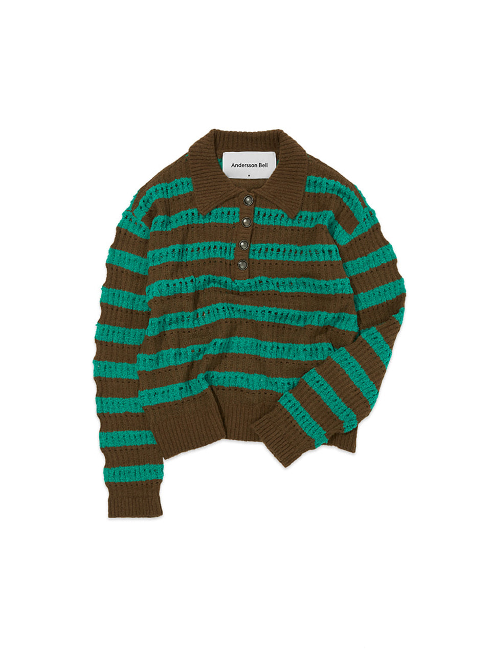 Andersson Bell - Bubble Stripe Polo Sweater (Khaki/Green)