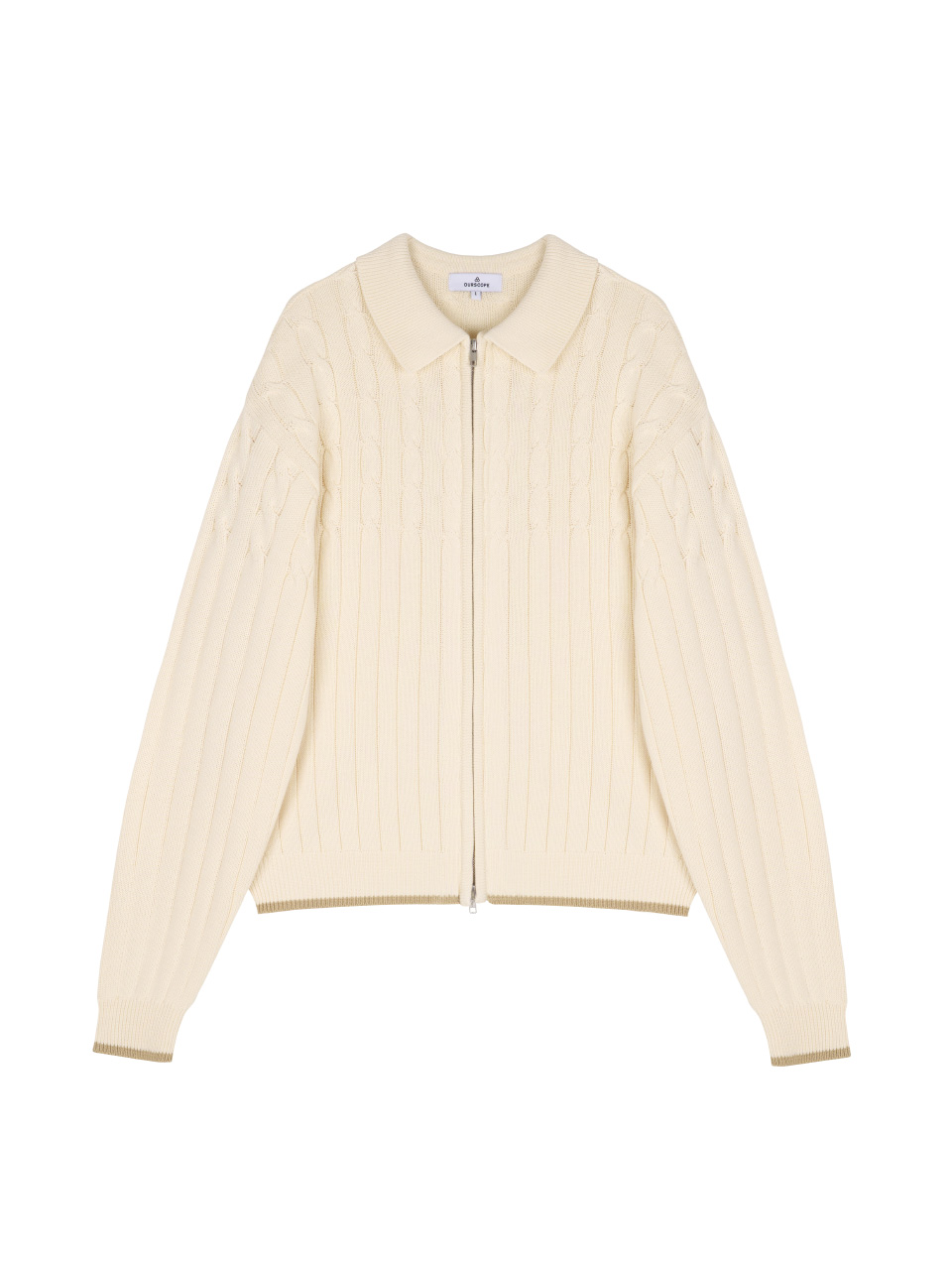 OURSCOPE - CANO CABLE ZIP UP KNIT (CREAM)